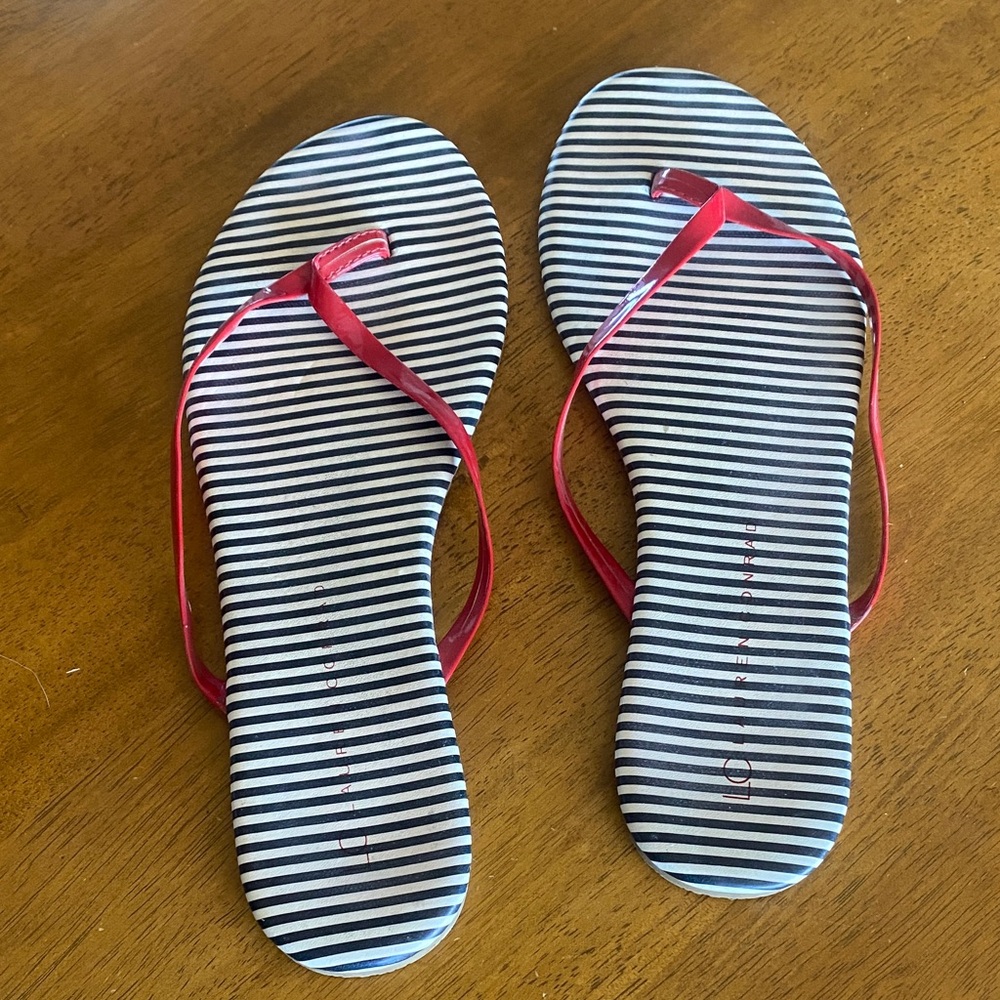 LC Lauren Conrad Red and Black Striped Sandals